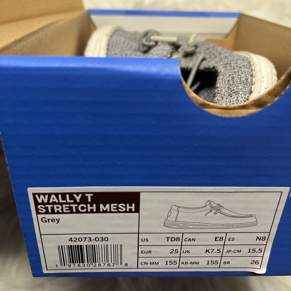Hey Dude Wally T Stretch Mesh toddler Shoes - Gray